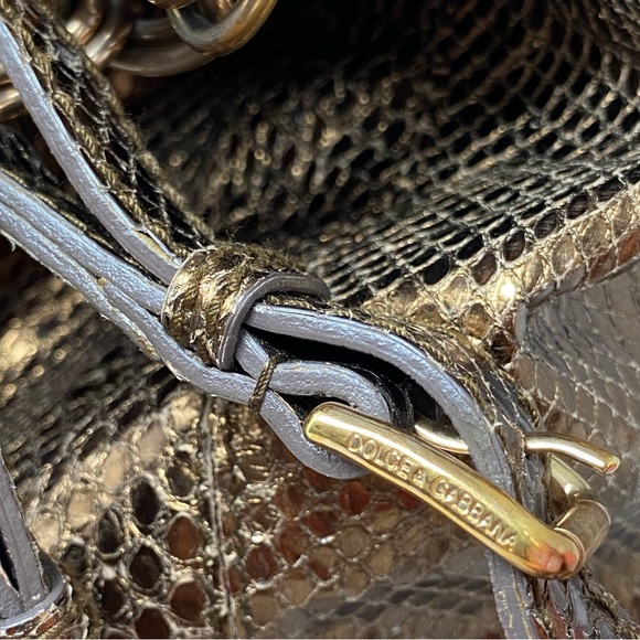 Dolce & Gabbana Handbag MISS POCKET Bronze Metallic Snakeskin Large Purse - Picture 5 of 15